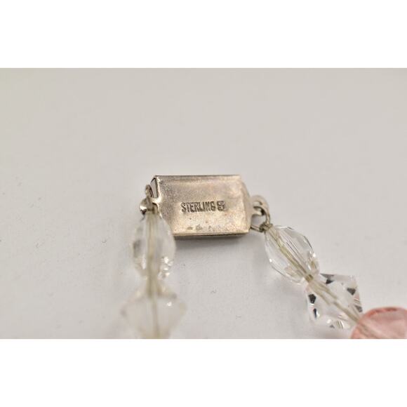 Wendy Gell Vintage Collar Necklace Cluster Pink AB Crystal Pearl Signed 80s BinN - Picture 11 of 12